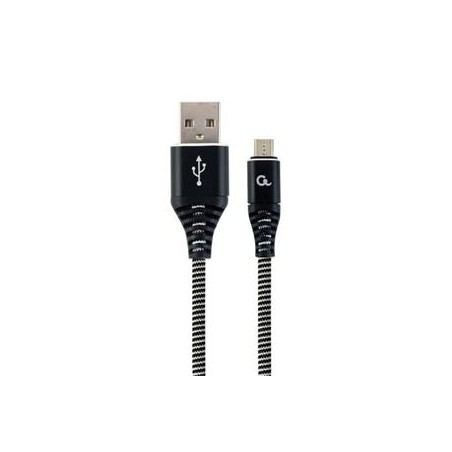 GEMBIRD CABLEXPERT Kabel USB 2.0 AM na MicroUSB (AM/BM), 2m, opletený, černo-bílý, blister, PREMIUM QUALITY