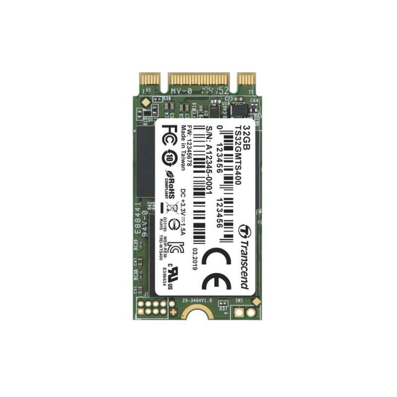 TRANSCEND MTS400 32GB SSD disk M.2 2242, SATA III 6Gb/s (MLC), 530MB/s R, 470MB/s W