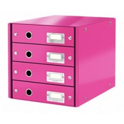 LEITZ Zásuvkový box Click&Store, 4 zásuvky, růžová