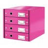 LEITZ Zásuvkový box Click&Store, 4 zásuvky, růžová