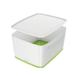 LEITZ Úložný box s víkem MyBox, velikost L, bílá/zelená