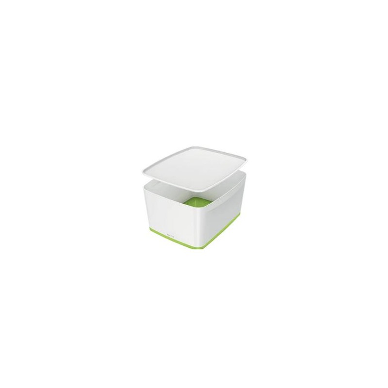 LEITZ Úložný box s víkem MyBox, velikost L, bílá/zelená