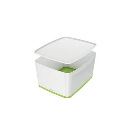 LEITZ Úložný box s víkem MyBox, velikost L, bílá/zelená