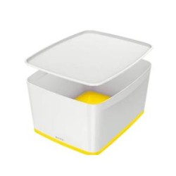 LEITZ Úložný box s víkem MyBox, velikost L, bílá/žlutá