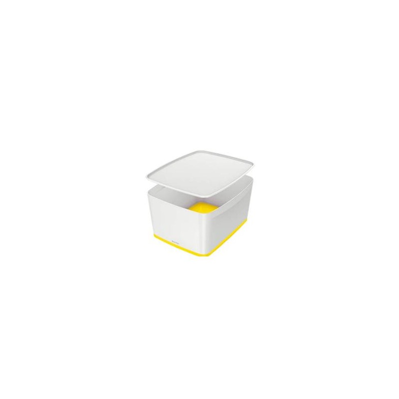 LEITZ Úložný box s víkem MyBox, velikost L, bílá/žlutá