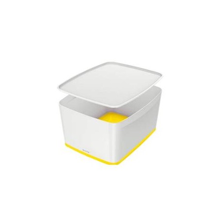 LEITZ Úložný box s víkem MyBox, velikost L, bílá/žlutá