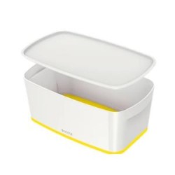 LEITZ Úložný box s víkem MyBox, velikost S, bílá/žlutá