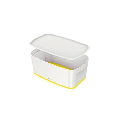 LEITZ Úložný box s víkem MyBox, velikost S, bílá/žlutá