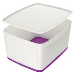 LEITZ Úložný box s víkem MyBox, velikost L, bílá/fialová