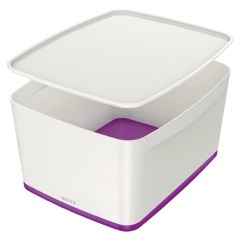 LEITZ Úložný box s víkem MyBox, velikost L, bílá/fialová