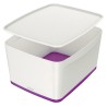 LEITZ Úložný box s víkem MyBox, velikost L, bílá/fialová