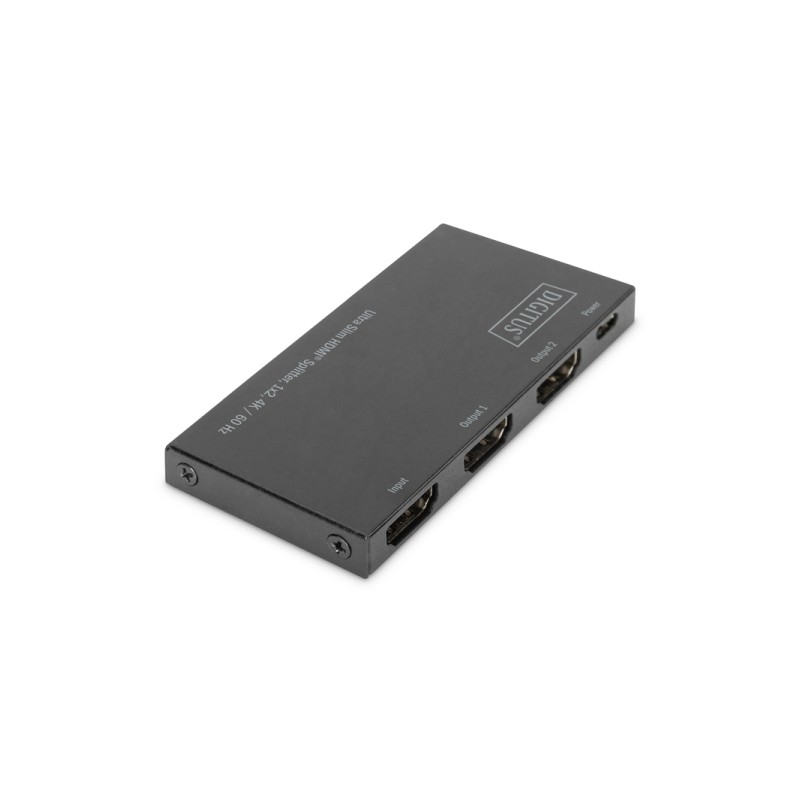 Digitus Ultra tenký HDMI Rozbočovač, 1x2, 4K / 60Hz HDR, HDCP 2.2, 18 Gbps, Micro USB napájeno