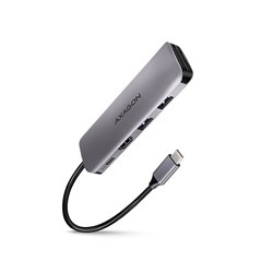 AXAGON HMC-5, USB 3.2 Gen 1 hub, porty 2x USB-A, HDMI, SD/microSD slot, PD 100W, kabel USB-C 20cm