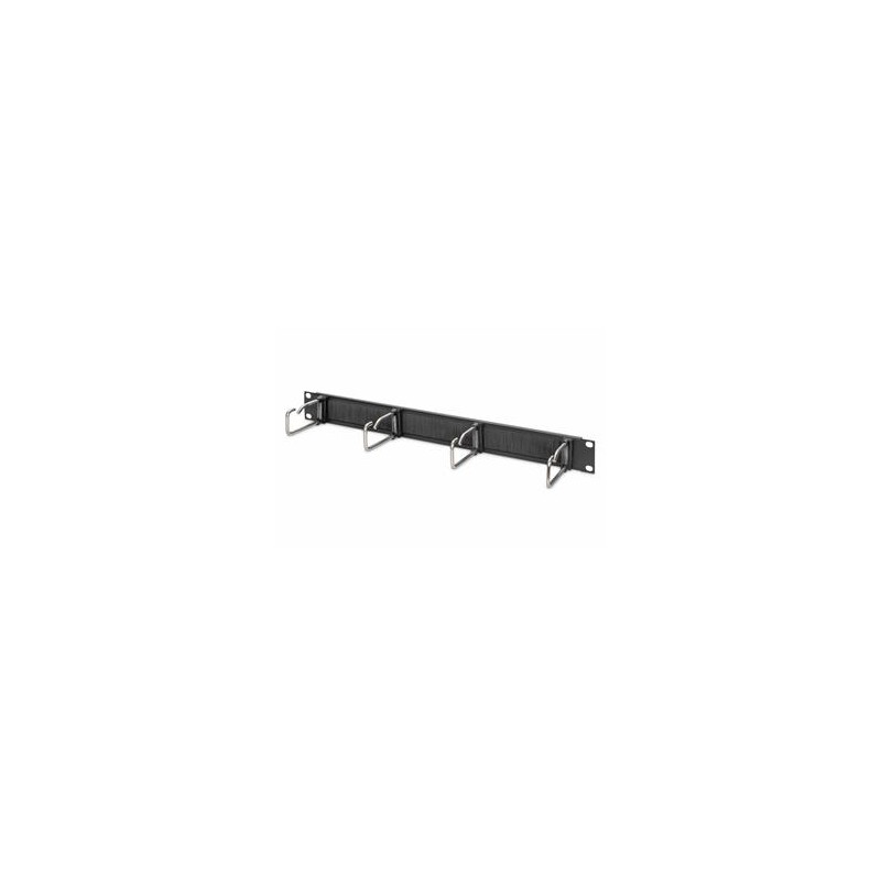 Digitus 1U kabelový spravovací panel s kartáčem 4x ocelové kroužky 40x75 mm, černé (RAL 9005)