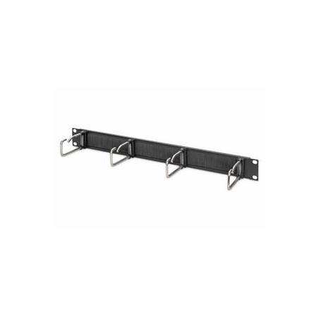 Digitus 1U kabelový spravovací panel s kartáčem 4x ocelové kroužky 40x75 mm, černé (RAL 9005)