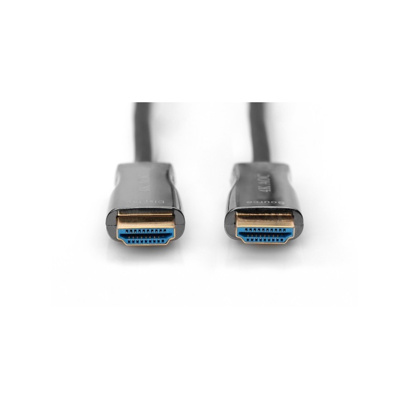 Digitus Připojovací kabel HDMI AOC s hybridním vláknem, typ A M/M, 15 m, UHD 4K@60 Hz, CE, zlatá, bl
