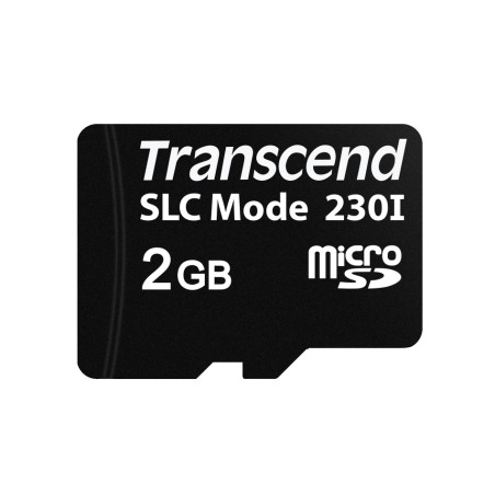 Transcend 2GB microSD230I 3D TLC (SLC mode) průmyslová paměťová karta, 22MB/s R, 21MB/s W, černá