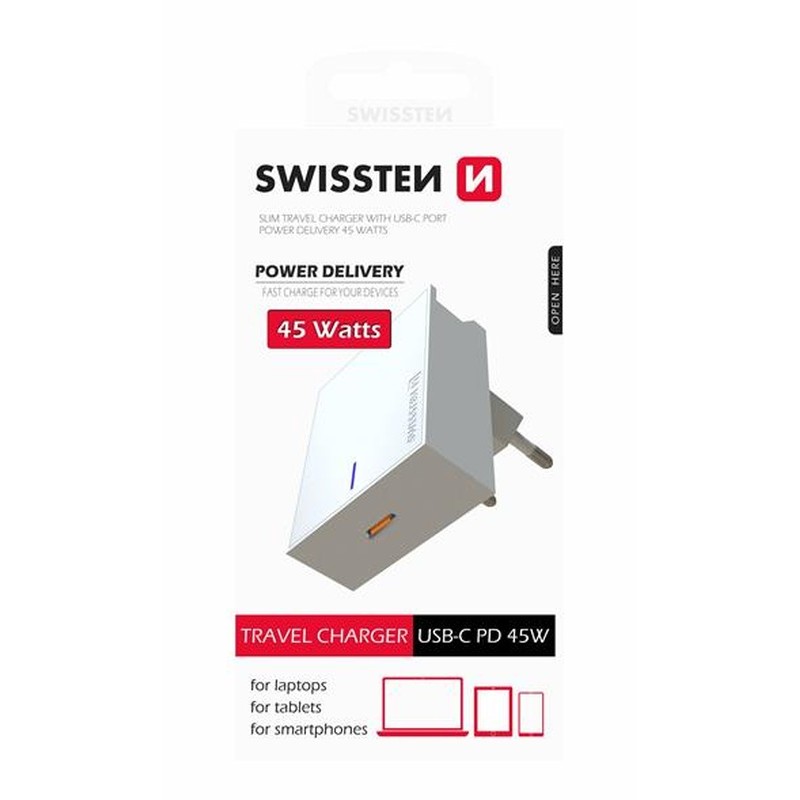 Swissten Síťový adaptér PD3.0 45W bílý