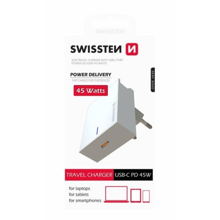 Swissten Síťový adaptér PD3.0 45W bílý