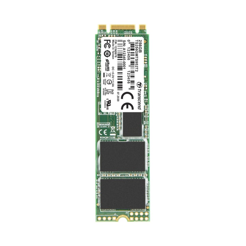 TRANSCEND MTS952T2 256GB Industrial 3K P/E SSD disk M.2, 2280 SATA III 6Gb/s (3D TLC), 560MB/s R, 520MB/s W