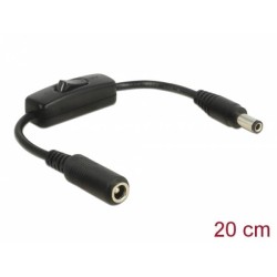 Delock Kabelový adaptér DC 5,5 x 2,5 mm samec DC 5,5 x 2,5 mm samice s vypínačem 20 cm