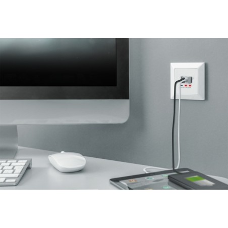 DIGITUS Nabíjecí zásuvka na zeď pro smartphony/tablety s 2 x USB A, 1 x USB Type-C , 3100 mA, UP