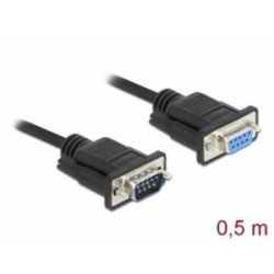 Delock Sériový kabel rozhraní RS-232 Sub-D9, ze zástrčkového na zásuvkový, délky 0,5 m