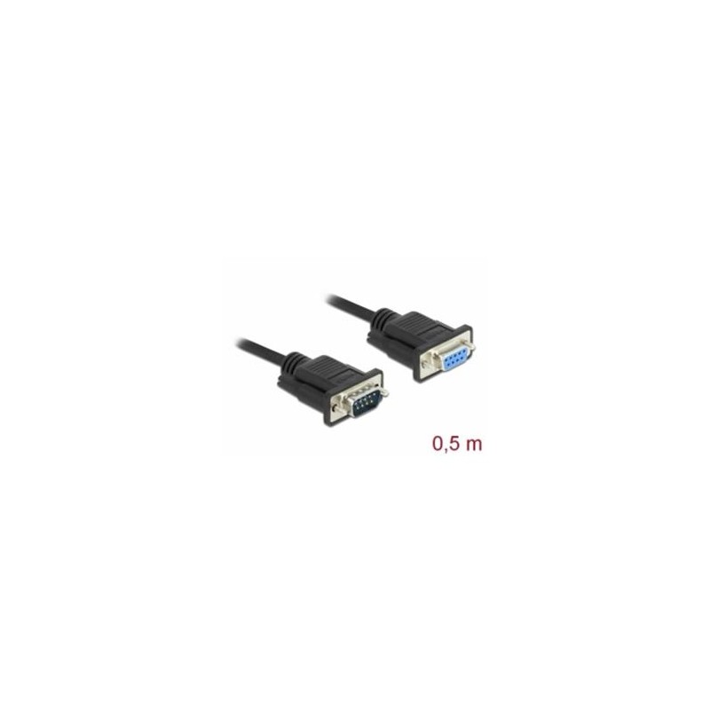 Delock Sériový kabel rozhraní RS-232 Sub-D9, ze zástrčkového na zásuvkový, délky 0,5 m