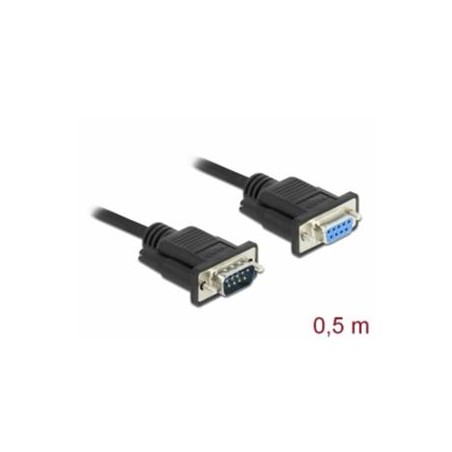 Delock Sériový kabel rozhraní RS-232 Sub-D9, ze zástrčkového na zásuvkový, délky 0,5 m