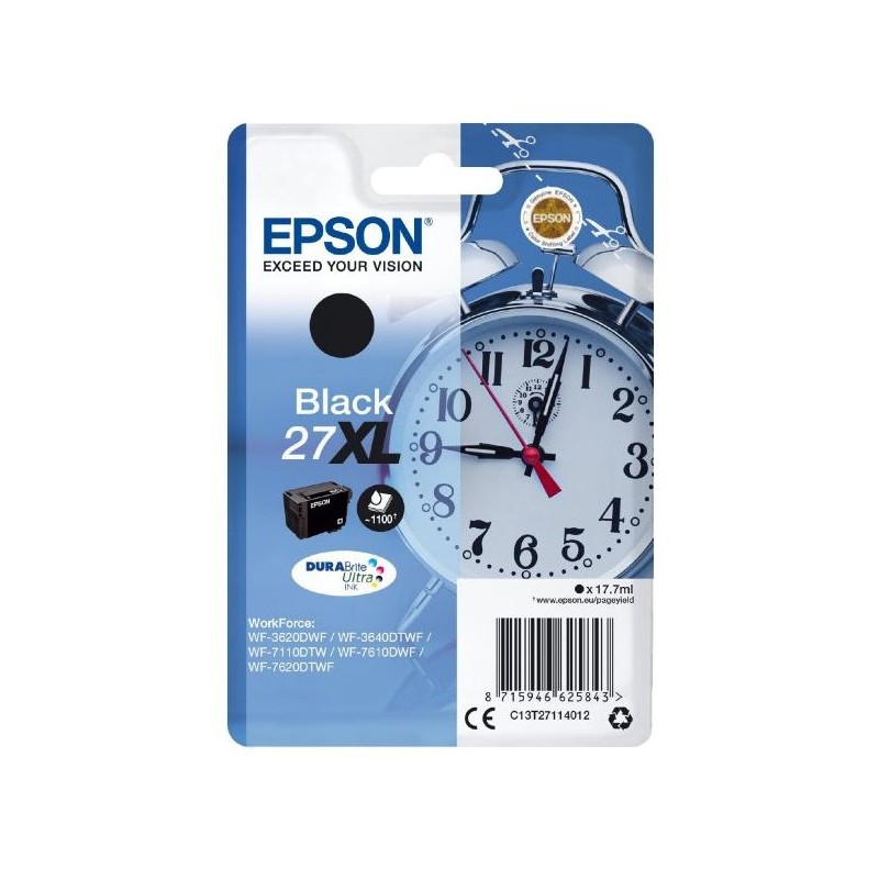 EPSON ink čer Singlepack "Budík" Black 27XL DURABrite Ultra Ink