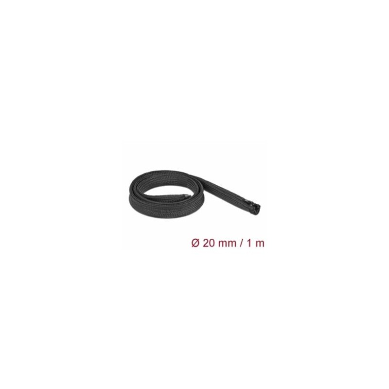 Delock Opletené opláštení se zipovým uzáverem, 1 m x 20 mm, cerné