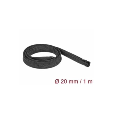 Delock Opletené opláštení se zipovým uzáverem, 1 m x 20 mm, cerné
