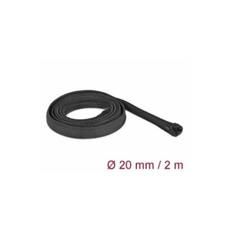 Delock Opletené opláštení se zipovým uzáverem, 2 m x 20 mm, cerné