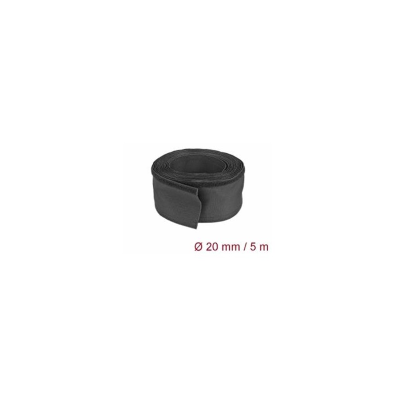Delock Tkaninové opláštění s uzávěrem na suchý zip, 5 m x 20 mm, černé
