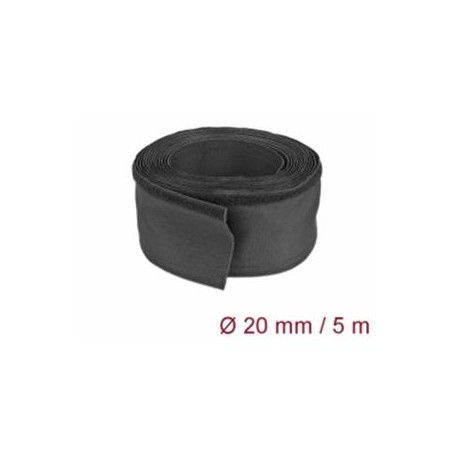 Delock Tkaninové opláštění s uzávěrem na suchý zip, 5 m x 20 mm, černé