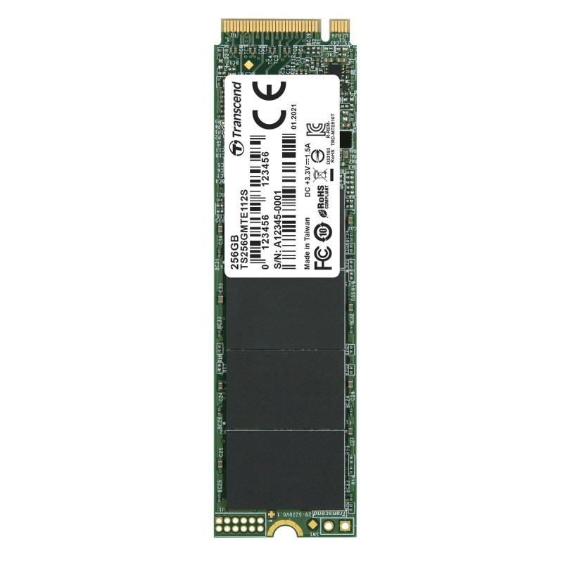 TRANSCEND MTE112S 256GB SSD disk M.2 2280, PCIe Gen3 x4 NVMe 1.3 (3D TLC), single sided, 1600MB/s R, 800MB/s W