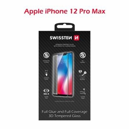 SWISSTEN OCHRANNÉ SKLO ULTRA DURABLE 3D APPLE IPHONE 12 Pro Max ČERNÉ