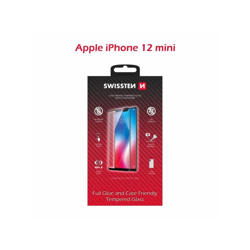 SWISSTEN OCHRANNÉ SKLO CASE FRIENDLY APPLE IPHONE 12 mini ČERNÉ