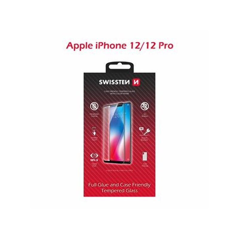 SWISSTEN OCHRANNÉ SKLO CASE FRIENDLY APPLE IPHONE 12/12 Pro ČERNÉ