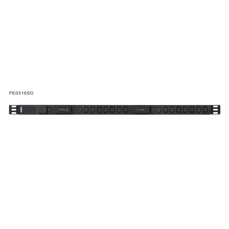 Aten PE0316S 0U Basic PDU s přepěťovou ochranou 32A přívodní kabel 1,6m IEC60309 Výstup 16x C13