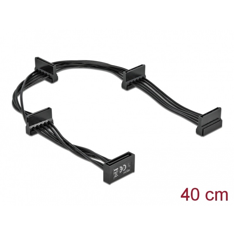 Delock Napájecí kabel SATA 15 pin samec 4 x SATA 15 pin samice 40 cm černý