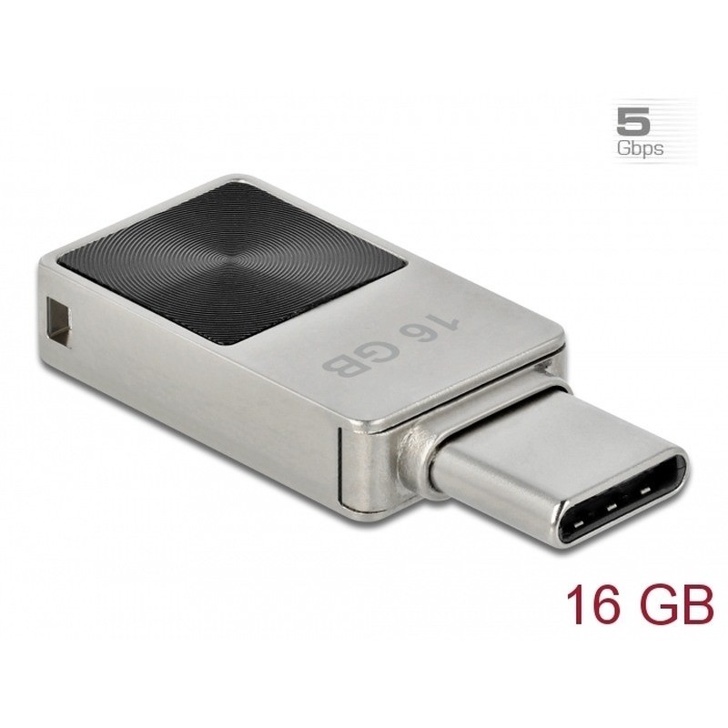 Delock Mini Flash disk USB 3.2 Gen 1, USB-C, 16 GB - kovový kryt
