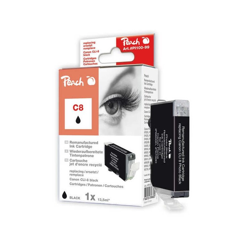 PEACH kompatibilní cartridge Canon CLI-8BK, Black, 13 ml