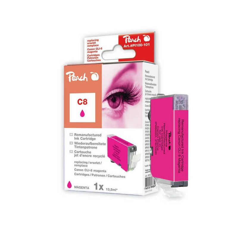 PEACH kompatibilní cartridge Canon CLI-8M, Magenta, 13 ml