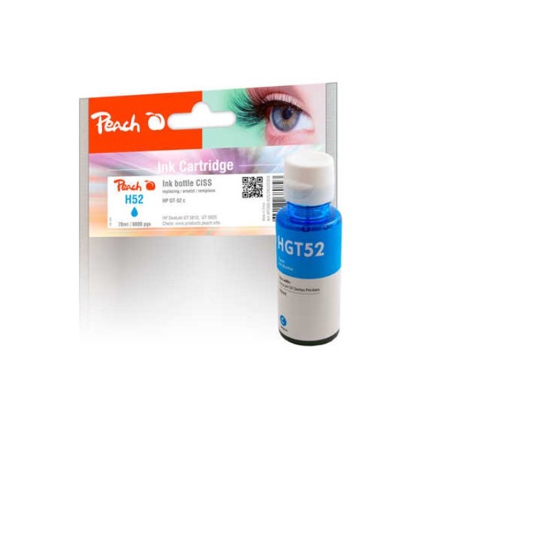 PEACH kompatibilní cartridge HP GT52, cyan, 70 ml