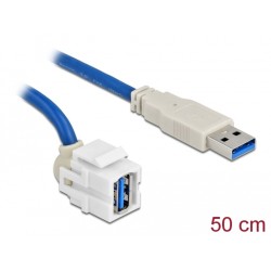 Delock Keystone modul USB 3.0 A samice 250° USB 3.0 A samec s kabelem
