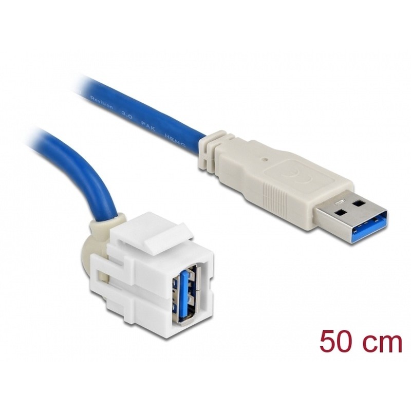 Delock Keystone modul USB 3.0 A samice 250° USB 3.0 A samec s kabelem