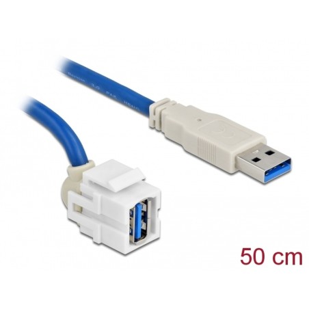 Delock Keystone modul USB 3.0 A samice 250° USB 3.0 A samec s kabelem