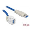 Delock Keystone modul USB 3.0 A samice 250° USB 3.0 A samec s kabelem
