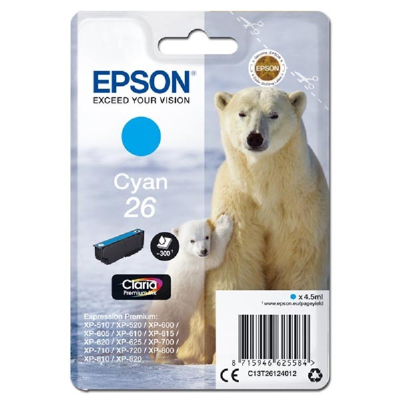Epson Singlepack Cyan 26 Claria Premium Ink